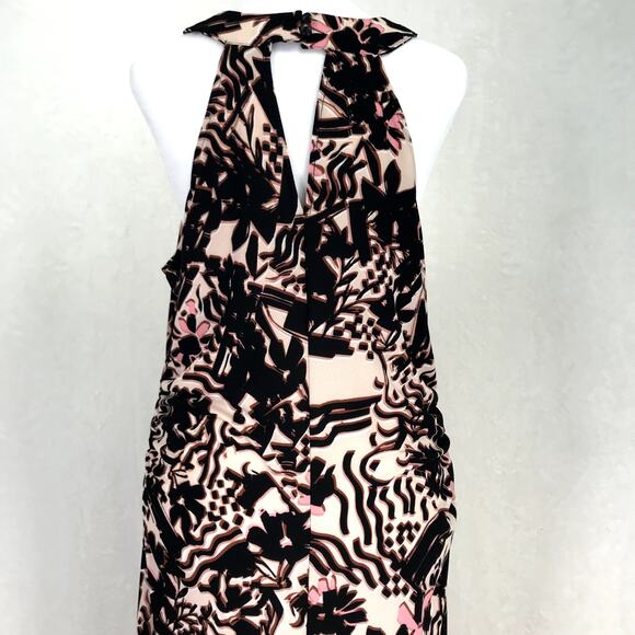 Halogen‎ Dress Womens Plus 1X Black Tan Halter Ruched Midi Asymmetric Resort - Picture 7 of 10